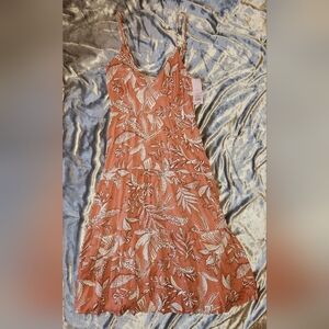 S NEW Wild Fable Floral Maxi Orange Dress,Palm Leaf,Tropical,Beach,Boho,Vacation
